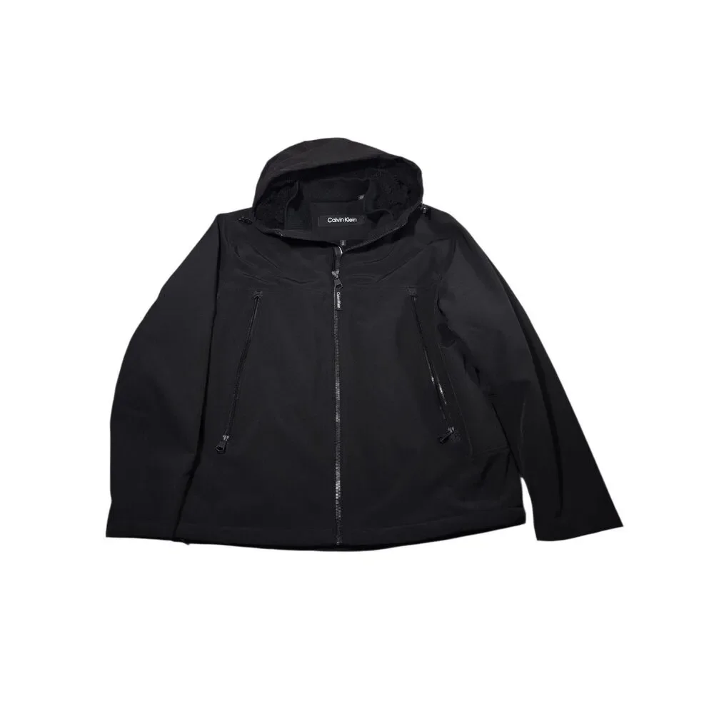 NWT Calvin Klein Men L Sherpa Lined Soft Shell Jacket Black Infinite Stretch 225